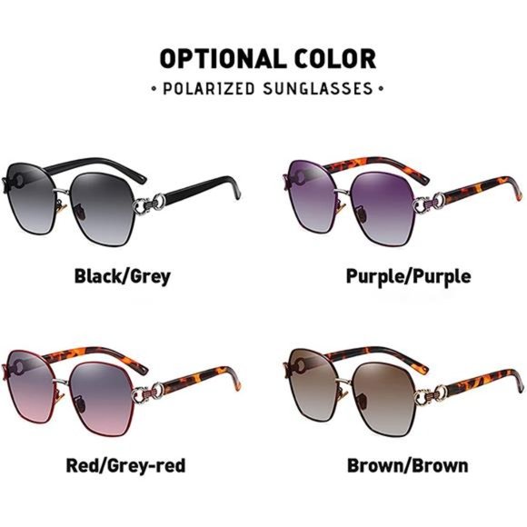 Sunglasses Women's Polarized Sunglasses Metal Frame Fashion Purple - Picture 4 of 6